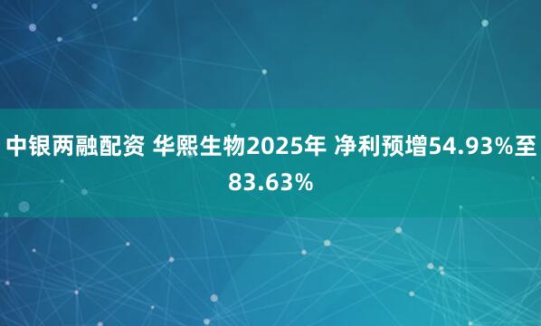中银两融配资 华熙生物2025年 净利预增54.93%至83.63%